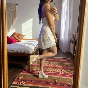 Forever 21 white mini dress tiered & fitted summer dress •